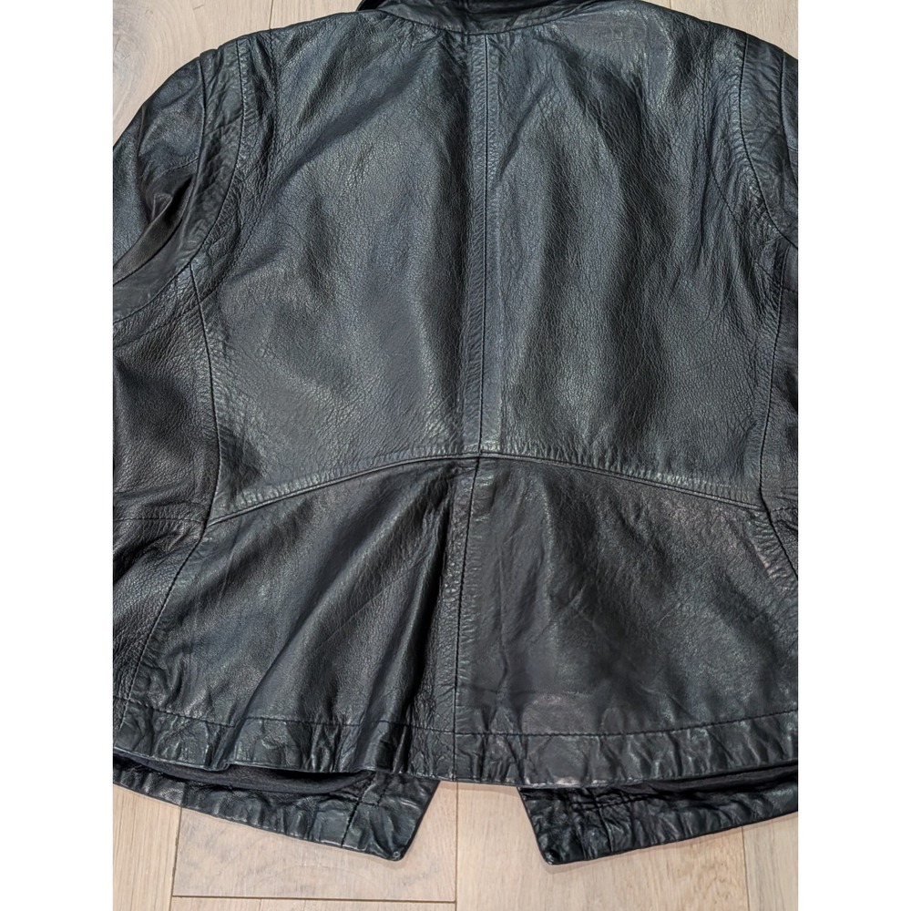 Black Rivet Genuine Leather Cropped Utility Large Jacket Y2K Moto | 100% Leather - Picture 13 of 16